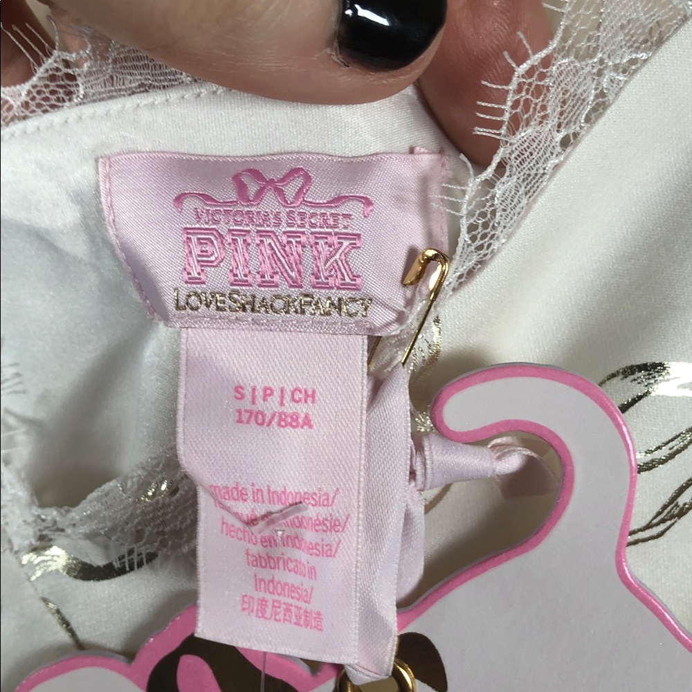 LoveShackFancy x VS PINK Ivory with Gold Bow Balletcore Babydoll Slip Mini Dress - Picture 2 of 8